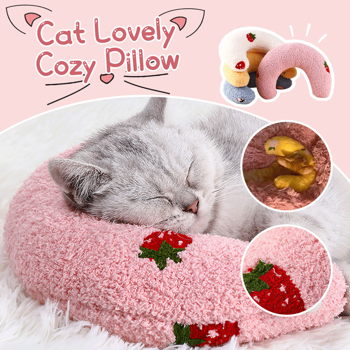 Cat Lovely Cozy Pillow | Washable Cat Bed | Soft & Plush Bed for Cats