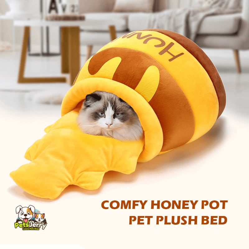 Comfy Honey Pot Pet Plush Bed | Machine-Washable Pet Bed - PetsJerry