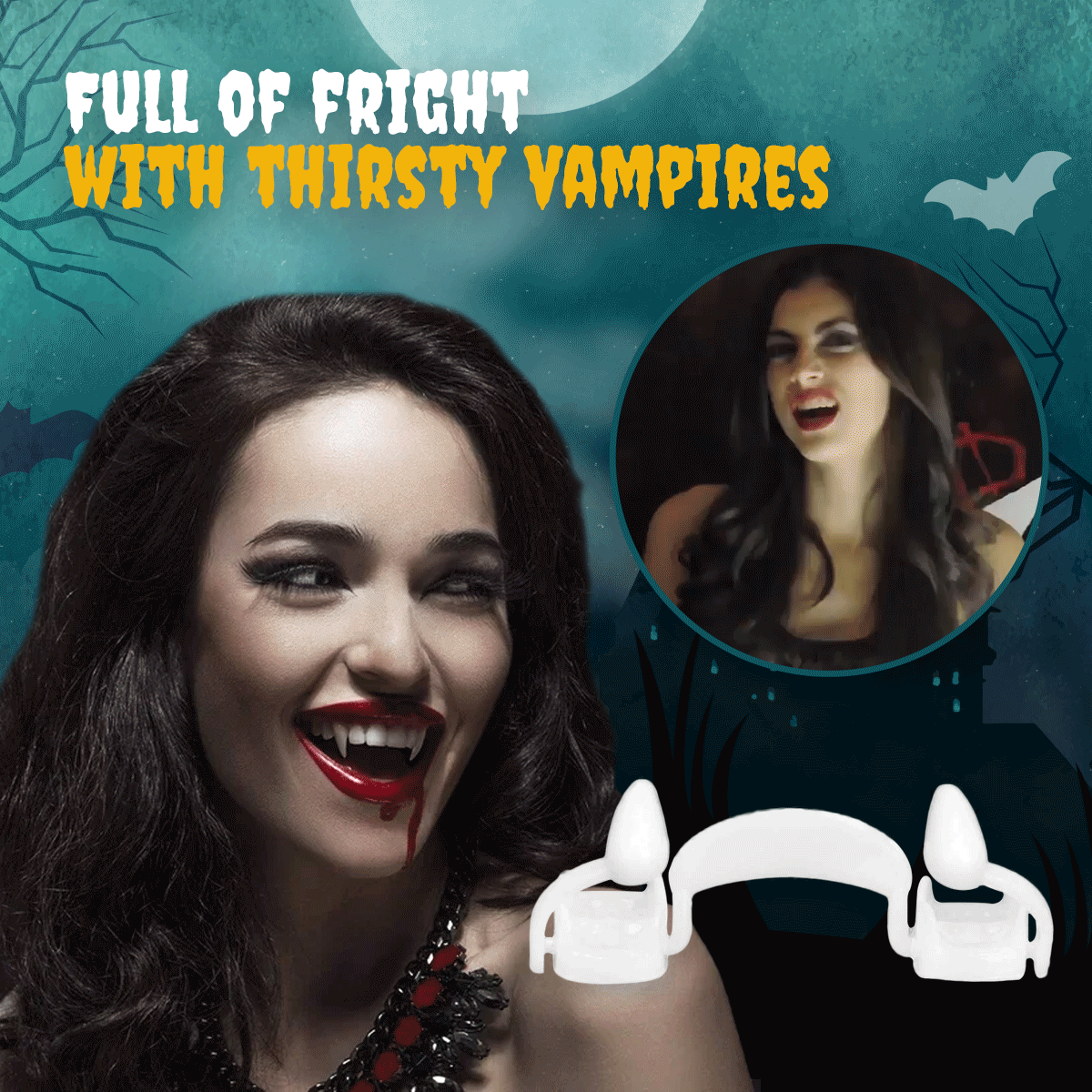 Automatic Retractable Vampire Fangs - Easy to Use and Durable Fangs for Costumes