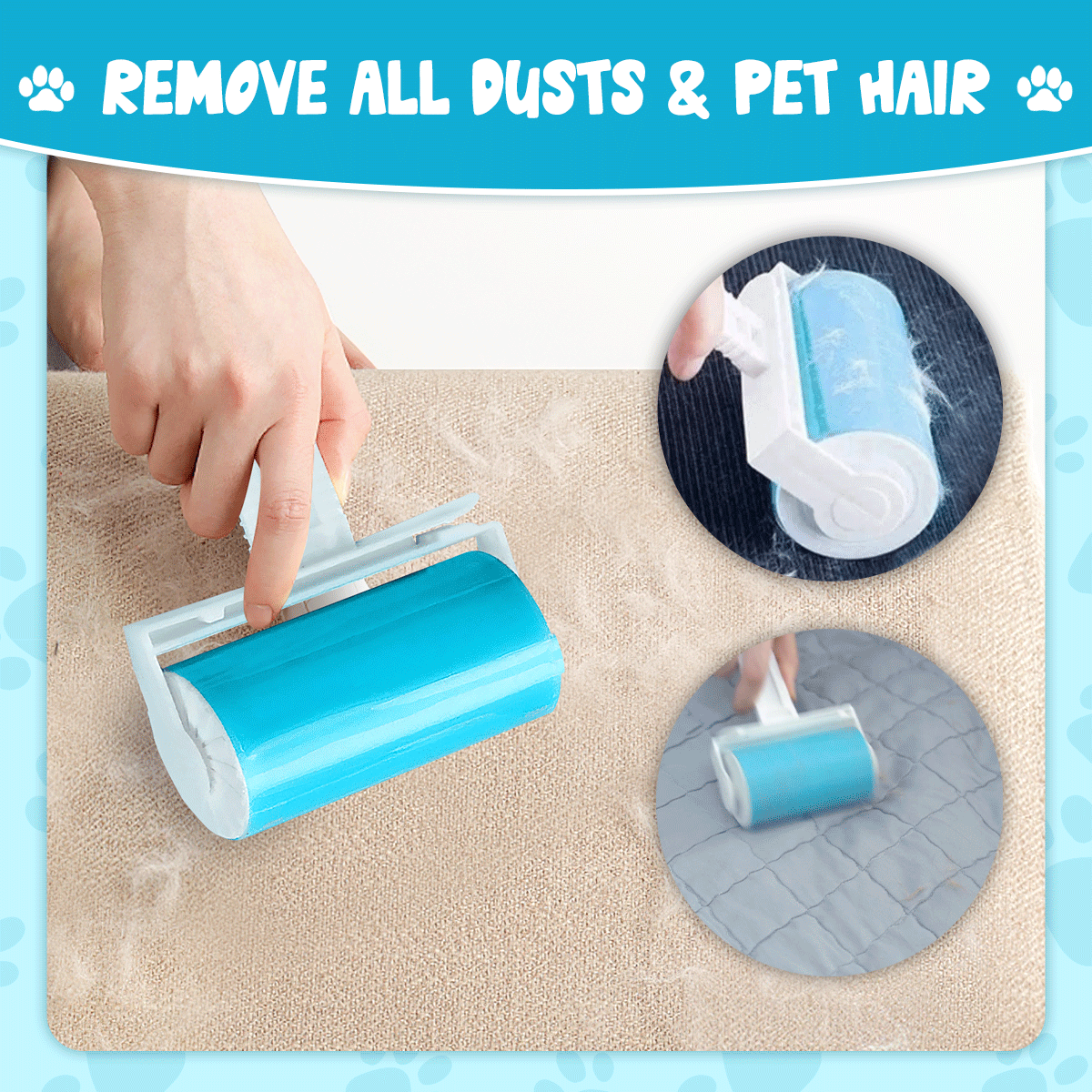 Washable Reusable Lint Roller, Lint Remover, Dust Wiper, Pet Hair Remover, Sticky Roller