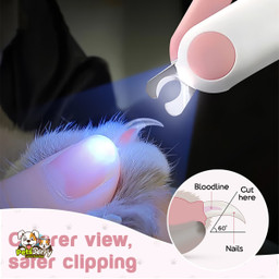 Professional cat nail clipper with LED light. Sharp stainless steel blades for precise trimming. Ergonomic design for easy use. Safety lock to prevent accidental cuts.