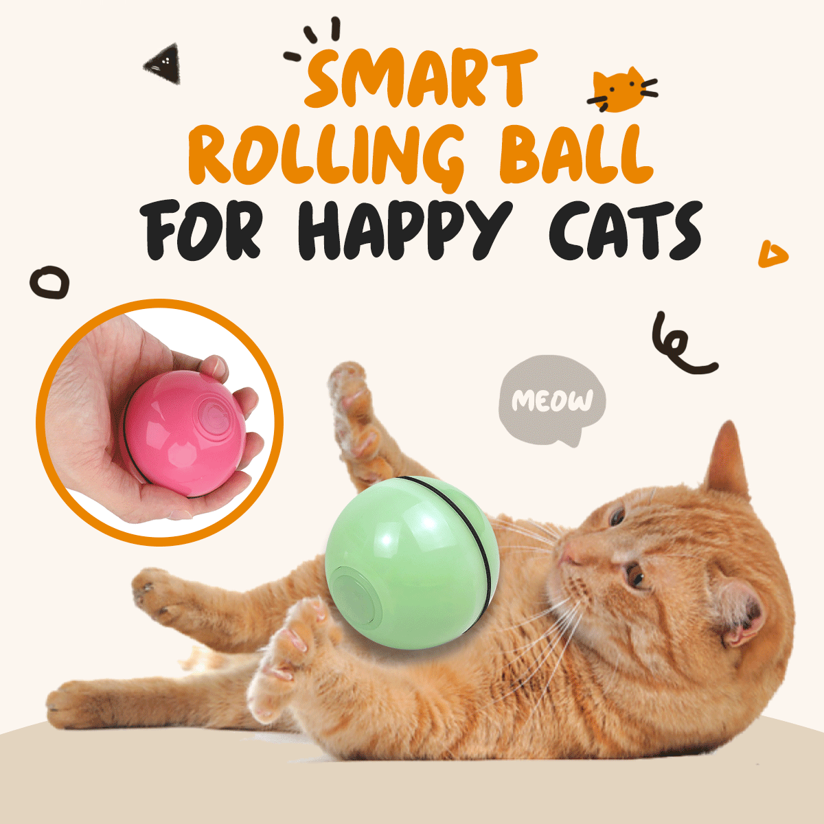 Smart Interactive Rolling Ball Automatic Rotating Cat Toy