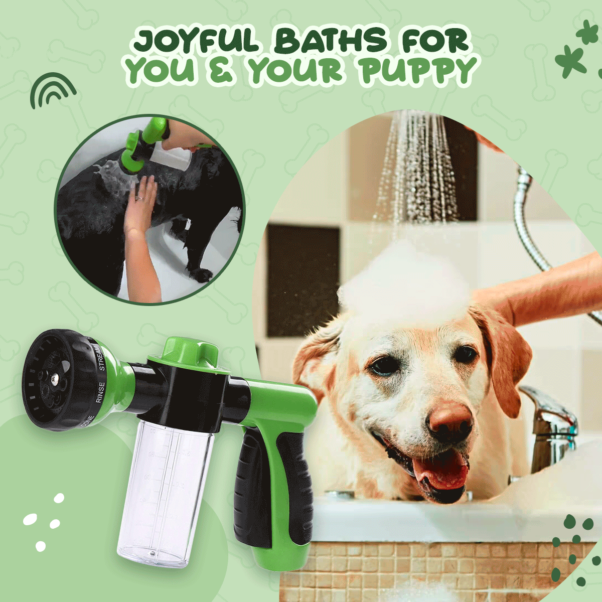 Dog bathing shower head with soap dispenser | dog soap dispenser | dog bathing shower head
