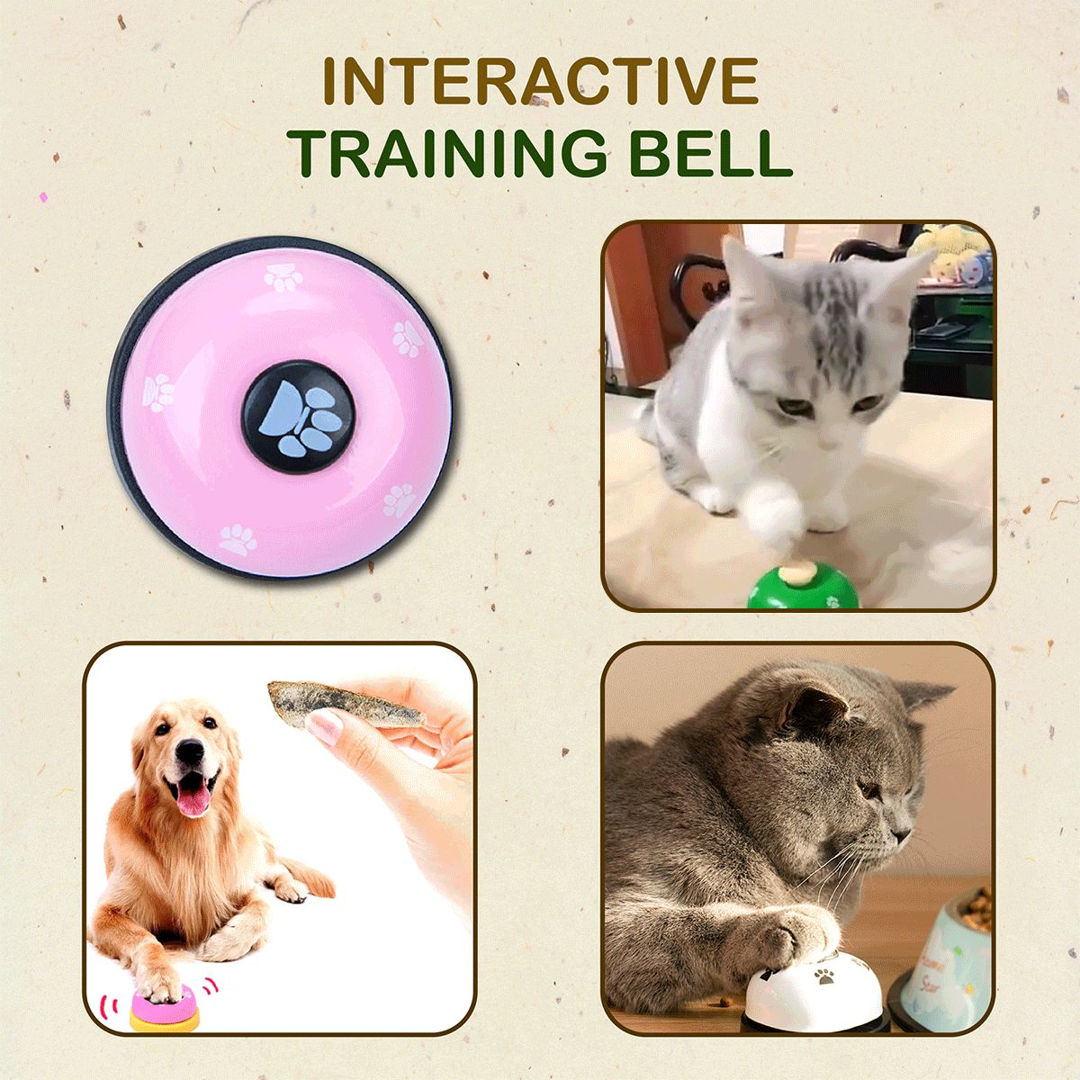 interactive training bell toy for pets, potty training, housebreaking, dog training, cat training, pet training