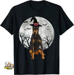Dog Witch Hat Halloween Vintage Cool Cotton T Shirt