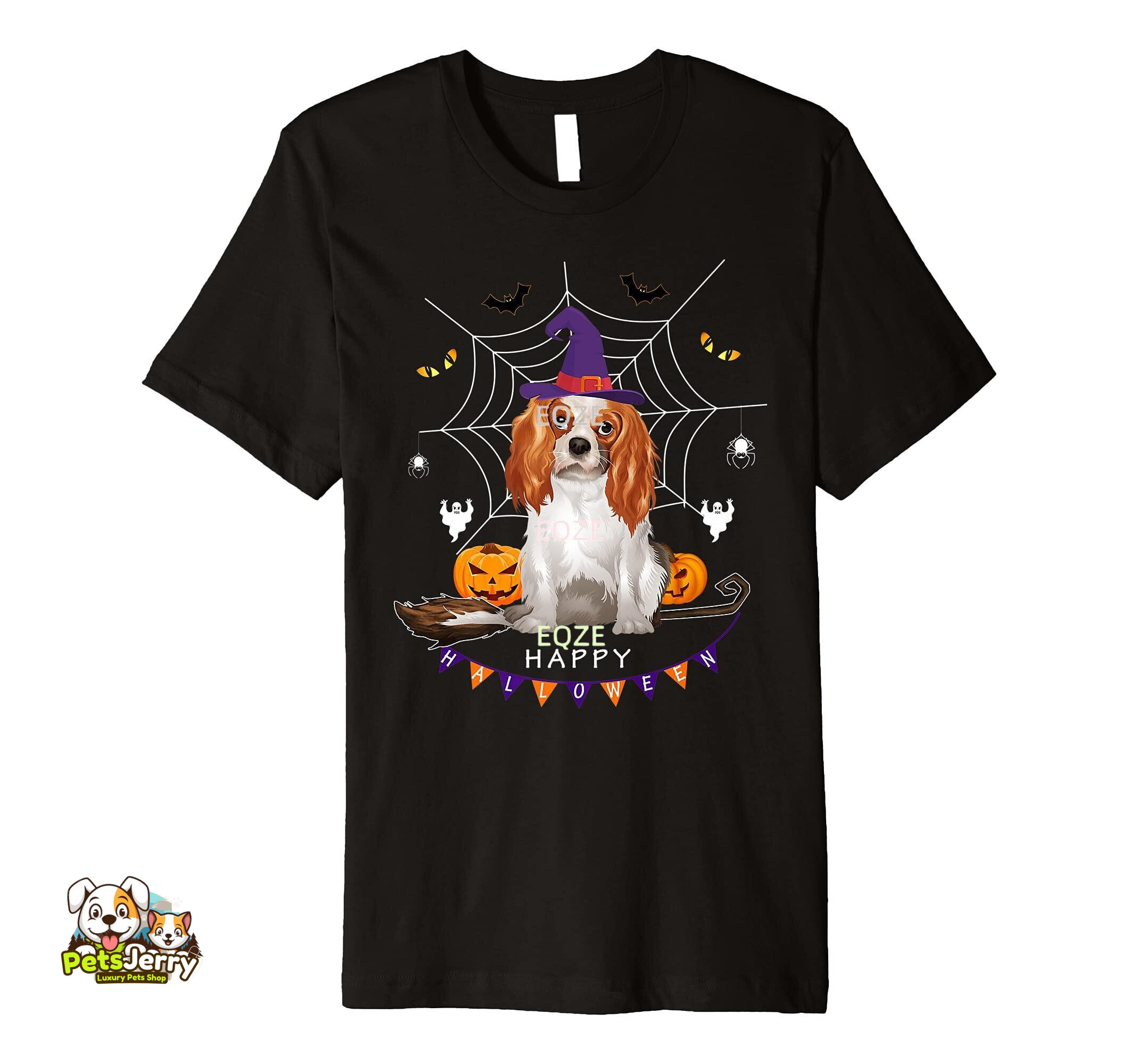 Cavalier King Witch Pumpkin Halloween T-Shirt | Dog Lover Apparel