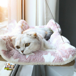 A hanging cat bed made from durable materials. Perfect for cats of all sizes