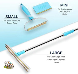 Pet hair remover carpet rake with telescopic handle and 180° rotating head | pet hair remover