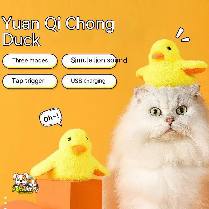 Adorable flapping duck cat toy with vibration sensor and catnip