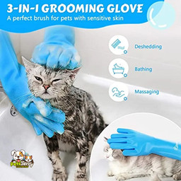 Person wearing Pet Bathing Gloves while massaging a dog's fur