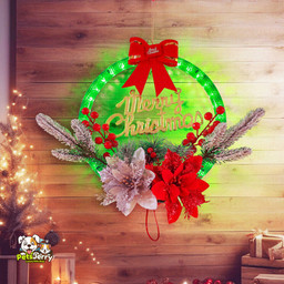 DIY Christmas Wreath Decorations with LED Lights kit includes pine cones, pinecurls, cinnamon sticks, decorative balls, and warm LED lights