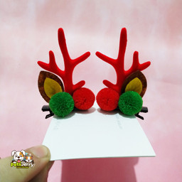 Christmas Girl's Antlers Hairpin: Red sparkly antlers on a hairpin
