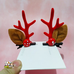 Christmas Girl's Antlers Hairpin: Red sparkly antlers on a hairpin