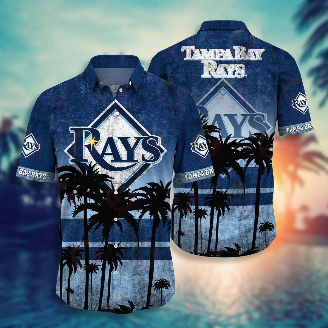 Tampa Bay Rays Hawaiian SGA Button Up Short Sleeve Shirt Mens M MLB