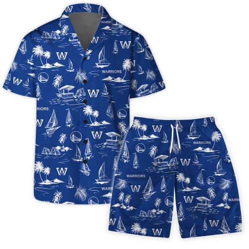 Golden State Warriors Team Logo Beach Vibes Pattern Hawaiian Set