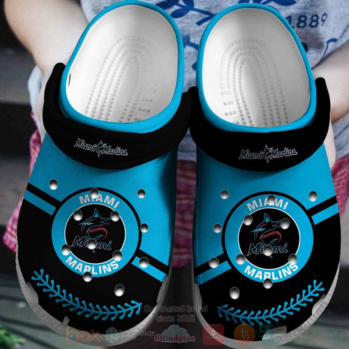 BEST Team MLB Miami Marlins Black-Blue Clog shoes Crocband Shoes
