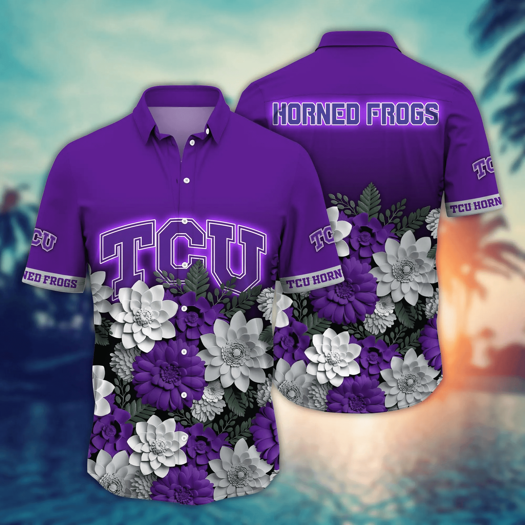 TCU Horned Frogs Flower Hawaii Shirt And T Shirt For Fans, Summer Football Shirts