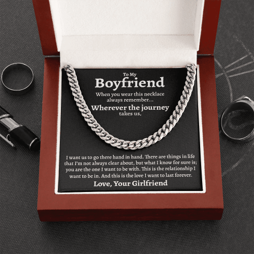 To My Boyfriend Cuban Link Chain, Gift for Boyfriend, Romantic Gift for Him, Christmas Birthday Valentines Day for Men