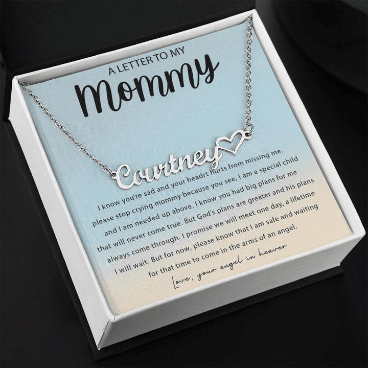 Letter To My Mommy Heart Name Necklace