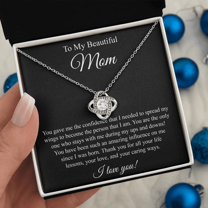To My Beautiful Mom Love Knot Necklace