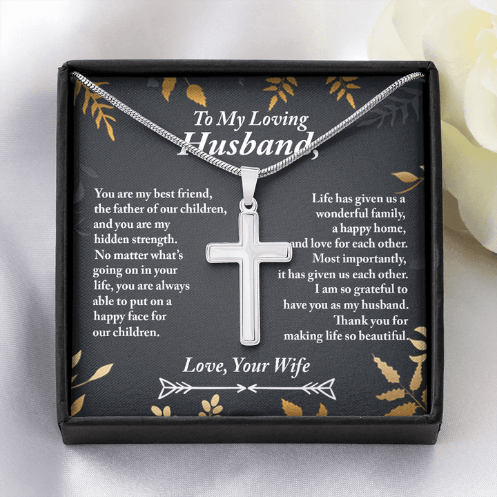 To My Husband Cross Necklace, Christmas Gift Ideas for Husband, Anniversary Gift for Him, Valentines Day Jewelry Gift