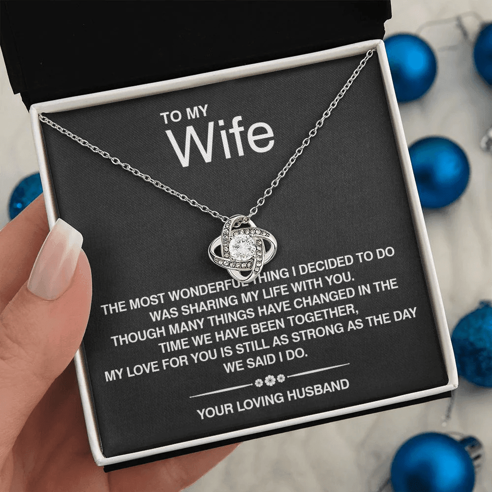 To My Wife Silver Love Knot Necklace
