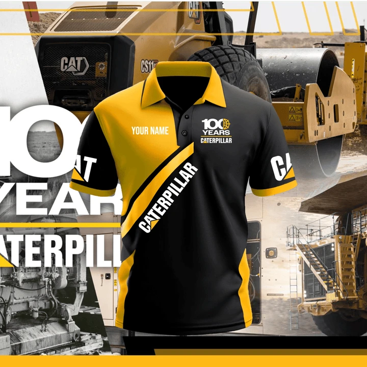 CAT 100th Custom Name Polo Shirt CA81
