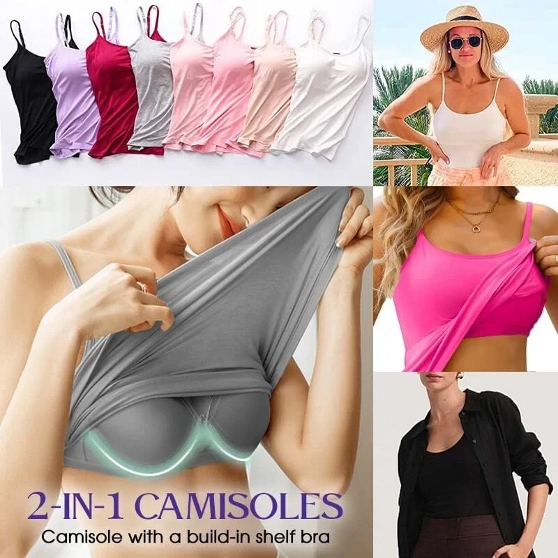 🔥Hot sale🔥 Women Tank Top with Built in Bra Camisole - Staff