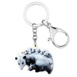 WEVENI Acrylic Novelty Gray Possum Key Chains Key Ring Fashion Animal Jewelry For Women Girls Party Gift Charms Bag Car Pendant