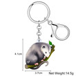 Bonsny Acrylic Novelty Grey Mouse Key Ring Cute Animals Keychains Key Chains Backpack Charms For Friends Teens Fashion Jewelry
