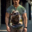 2024 New Men's Fashion Short-sleeved Animal Hedgehog 3d Printing T-shirt Casual and Comfortable T-shirt Sports Fitness T-shirt