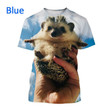 3D Printed Hedgehog Print T-shirt Short Sleeve Casual Fun Hedgehog