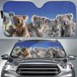 Cute Koala Team Pattern Car Sunshade Funny Koala Family Auto Sunshade for Car Decor Interior Protector Anti-UV Block Sun Visor
