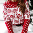 Autumn Winter Christmas Women's Sweater Fashion Knitted Long Sleeve Top Casual White Pullovers