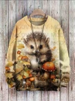 Hedgehog Vintage Art Vibe Print Sweater Men's For Women's Pullover