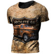 Vintage 66 Route T-shirt For Men 3d Printed Biker Motor Men's T Shirts Oversized T Shirt Route 66 Racing Short Sleeve Camiseta
