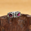 1pcs Adjustable Blue Eyes Owl Ring Silver Color for Cute Men and Women Engagement Wedding Rings Jewelry Gifts