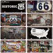 Route 66 Metal Sign Tin Sign 15x30cm Plate Vintage Decoration Man Cave Plaque Home Wall Decor Bar Sign Car Poster