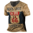 Vintage Print T Shirt for Male Route 66 Tee Summer Street T-shirts Oversized O Neck Shirt Men Top Loose Casual Harajuku Clothing