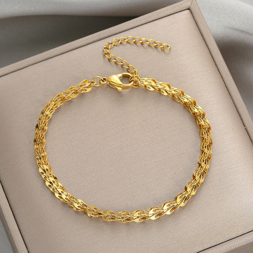 DIEYURO 316L Stainless Steel Fashion Link Chain Bangle Bracelet for Women Exquisite Gold Color Bracelet Jewelry Girl Gift брелок