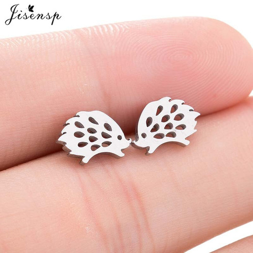 Stainless Steel Flower Stud Earrings for Women Girls Lovely Hedgehog Horse Scorpion Leaf Small Earings Jewelry Pendientes Gifts