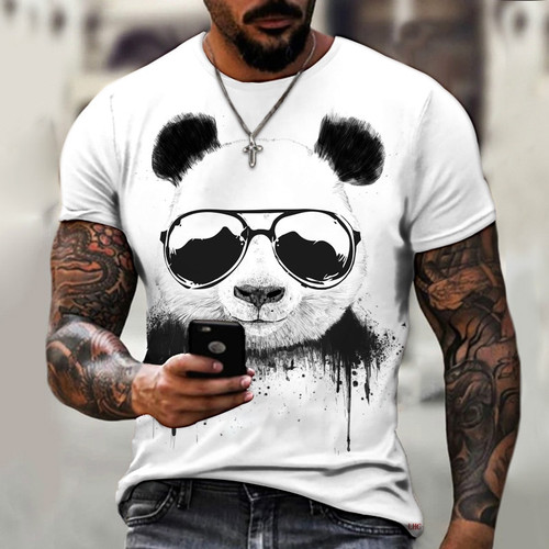 Cartoon Men's T-shirts 3d Sunglasses Panda T Shirt For Men Funny Casual O Neck Men's Clothing Oversized Tops Fashion Tee Shirt