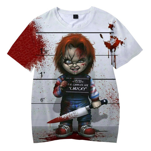 Horror Movie Kids Game Chucky 3D Printed T Shirt Men's Summer