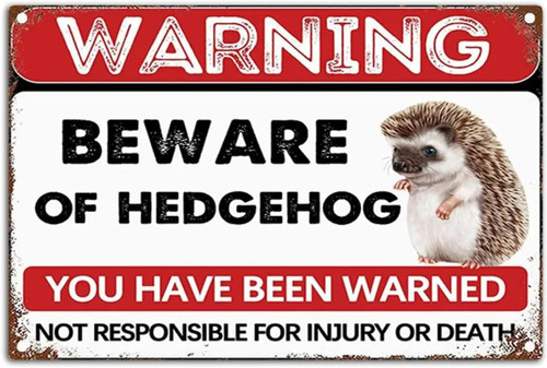 Retro Warning Animal Sign, Beware of Hedgehog Tin Sign, Vintage Metal Signs Home Wall Decor-12x8inch-Tin Sign