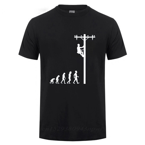 Evolution Of Lineman Tshirt Male Birthday Gift For Electrician Men Dad Papa Father Husband Short Sleeve O Neck Cotton T Shirt