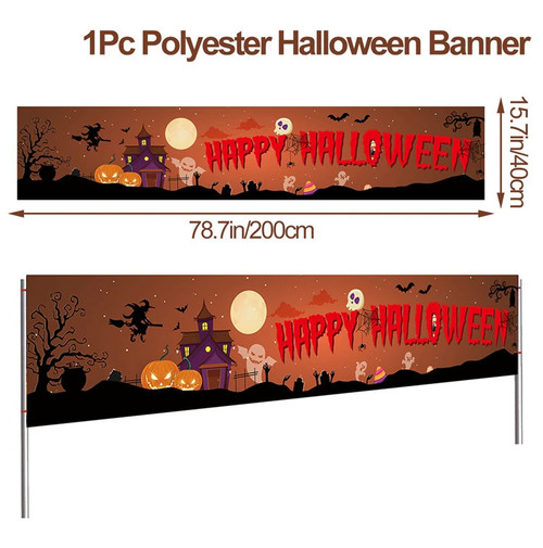 Latest Halloween Banner Backdrop Happy Halloween Decoration For Home Bloody Bat Pumpkin Ghost Print Banner Halloween Suppiles
