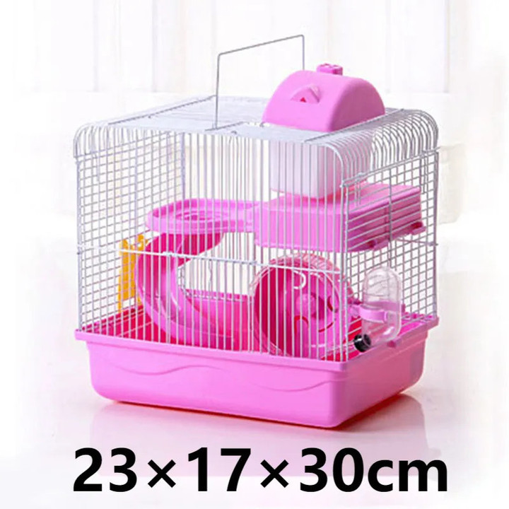 Luxury Hamster Cage Pet House Portable Small Pet House Gerbil Shelter Double-Layer Cage Villa Hedgehog Rabbit Guinea Pig Toy Set