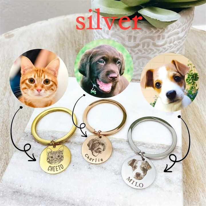 Personalized Pet Photo Disc Necklace For Women Tiny Cat dog Name Pendant Necklaces Custom Animal 316L Stainless Steel Jewelry