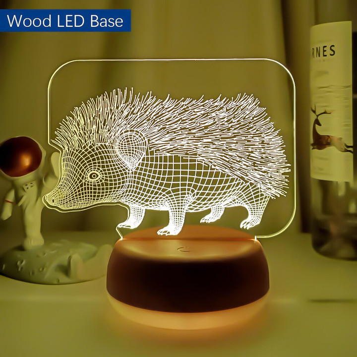 Animal 3D illusion Lamp Hedgehog Decoration Light Kids Bedroom Night Lights