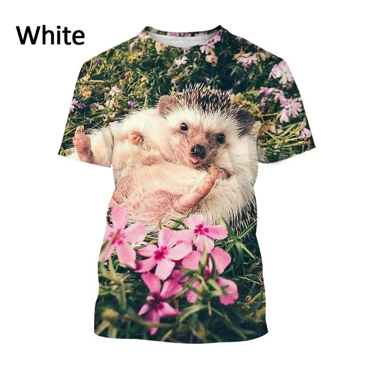 Cute Hedgehog 3D Animal Print Short-sleeved T Shirt Men and Women